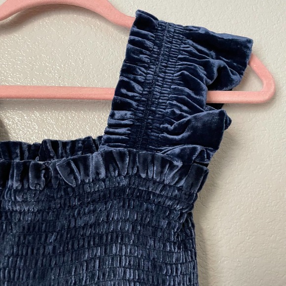 Hill House Dress Women Size XS Navy Blue Ellie Nap Velvet Midi Ruffle Pocket NWT - Picture 8 of 16